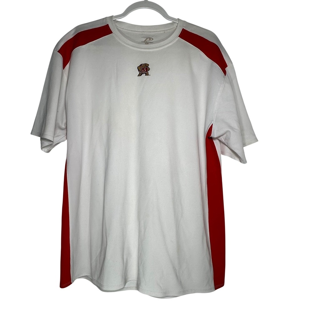 Pro Player Maryland Terrapins T-Shirt Mens Large White Red Embroidered Mascot L